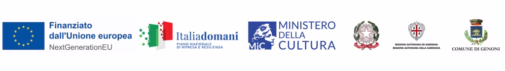 Loghi Unione Europea NextGenerationEU, Italia Domani PNRR, Ministero della Cultura, Repubblica Italiana, Regione Autonoma della Sardegna, Comune di Genoni